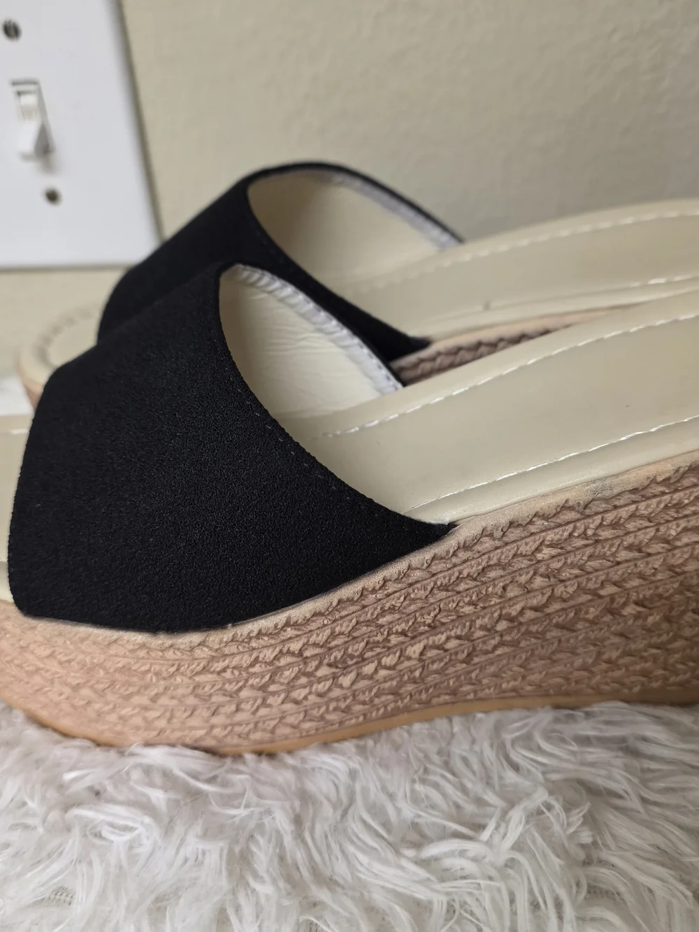 SHEIN Black Wide‑Band Platform Slide Sandals